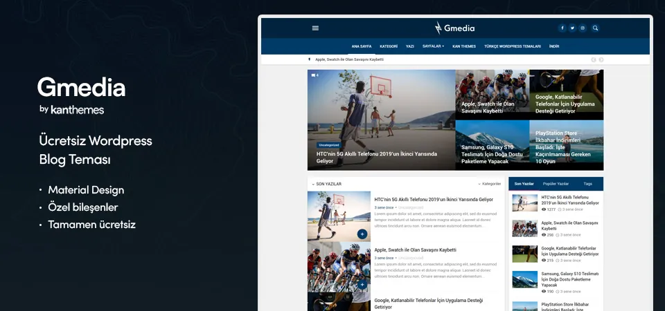 Gmedia — Ücretsiz Wordpress Tema